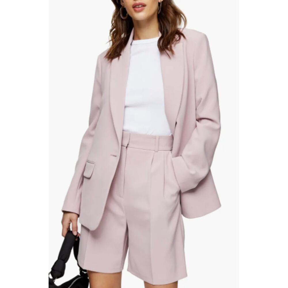 Topshop Clean Crepe Single Breasted Blazer Suit Jacket Pink Size 4